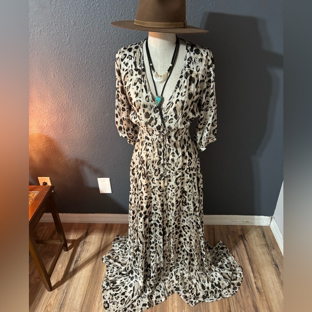 Spell Wild Ones Cream and Black Leopard Maxi Dress - Picture 3 of 11